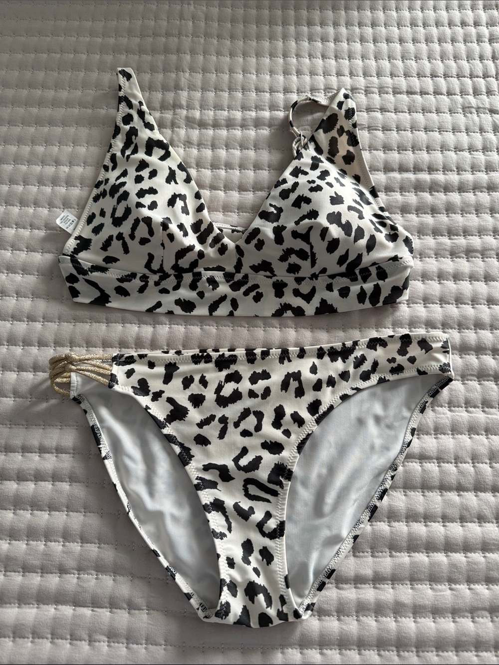 aerie Black and White Leopard Print Bikini Set